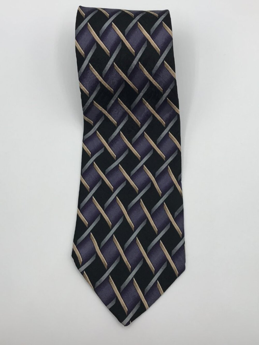 Honors Men's 100% Silk Purple Black 4" X 57" Tie Made In U.S.A.